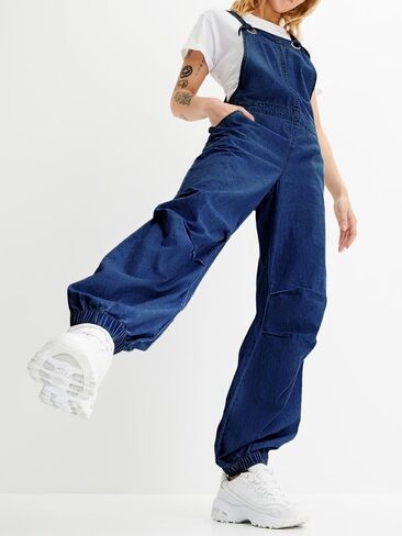Cicy Bell Womens Baggy Denim Overalls Loose Fit Lantern Jogger Leg Jean Jumpsuit with Pockets in Saudi Arabia