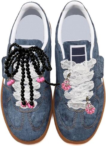 1 Pair Pearls Lace Bowknot Shoe Charms for Sneakers, Removable Shoe Charms for Sneakers, Shoe Lace Charms for Sneakers, Pearl Shoe Charms For DIY Shoe Lace Charms Shoe Accessories in Saudi Arabia