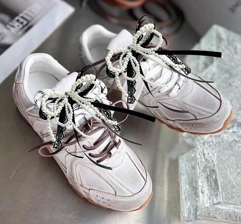 1 Pair Pearls Lace Bowknot Shoe Charms for Sneakers, Removable Shoe Charms for Sneakers, Shoe Lace Charms for Sneakers, Pearl Shoe Charms For DIY Shoe Lace Charms Shoe Accessories in Saudi Arabia