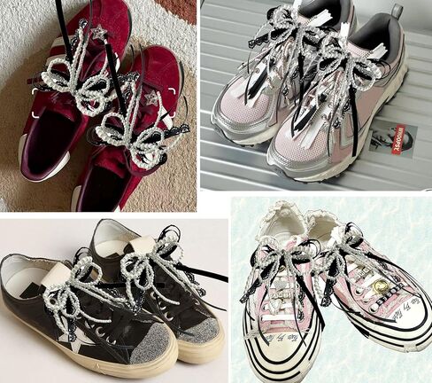 1 Pair Pearls Lace Bowknot Shoe Charms for Sneakers, Removable Shoe Charms for Sneakers, Shoe Lace Charms for Sneakers, Pearl Shoe Charms For DIY Shoe Lace Charms Shoe Accessories in Saudi Arabia