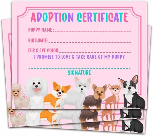 Pet Adoption Certificate, Vintage Animal Certificates of Adoption, Adoption Gifts for Cat Dog Birthday Parties, Adopting A Pet Party Favors Supplies, 10 Pcs Adoption Certificates -01 in Kuwait