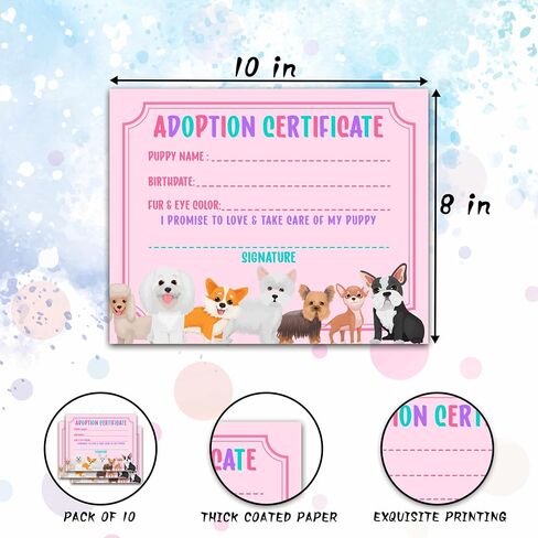 Pet Adoption Certificate, Vintage Animal Certificates of Adoption, Adoption Gifts for Cat Dog Birthday Parties, Adopting A Pet Party Favors Supplies, 10 Pcs Adoption Certificates -01 in Kuwait
