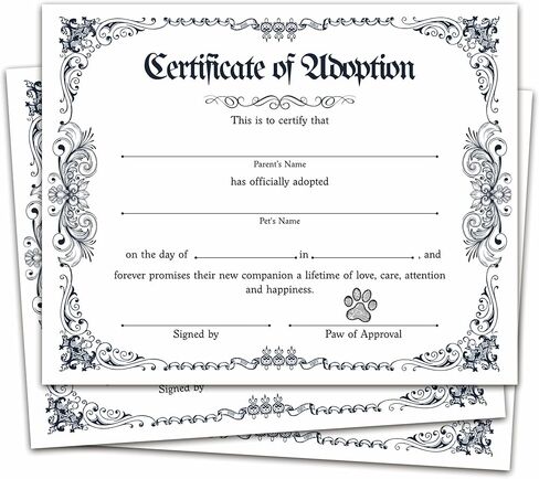 Pet Adoption Certificate, Vintage Animal Certificates of Adoption, Adoption Gifts for Cat Dog Birthday Parties, Adopting A Pet Party Favors Supplies, 10 Pcs Adoption Certificates -01 in Kuwait