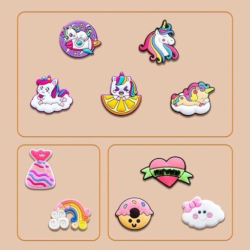 25 42Pcs Unicorn Shoe Charms Decoration for Adult, Cute Unicorn Rainbows Croc Pins for Shoes Clog Sandals in Saudi Arabia