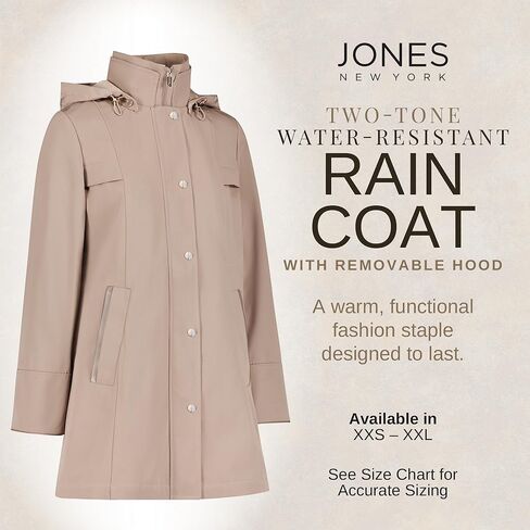 Jones NY Two-Tone Womens Jacket with Removable Hood, Long Winter Coats for Women in Kuwait