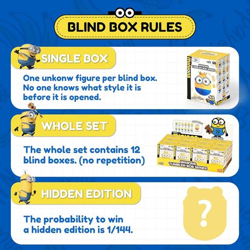 Minions Blind Box Figures, Mini Wobbler Toys Action Figures for Home Decor Desk Accessories, Despicable Me Collectible Toys for Kids Boys Girls Ages 3+, Tumbler Bob Series, 1 Pack in Saudi Arabia
