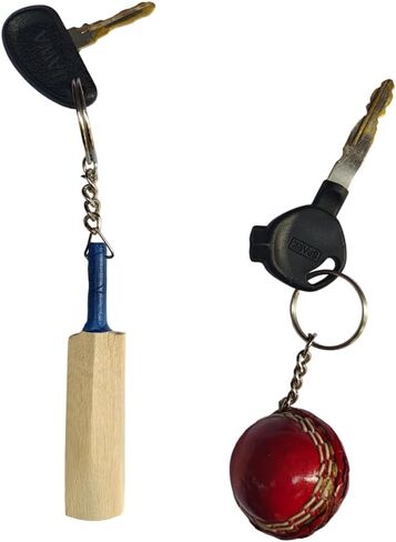 Cricket Mini Bat and Ball Charm Keychain Perfect Cricket Lover Gift Sporty Jewelry Accessory for Cricket Fans, Players (Combo Pack) in Saudi Arabia