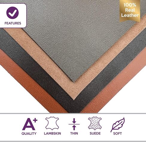 Brown Leather Hide Leather Sheets: 4 Brown Scrap Leather Pieces Leather Sheets for Craft 5x5In/ 12x12cm in Kuwait