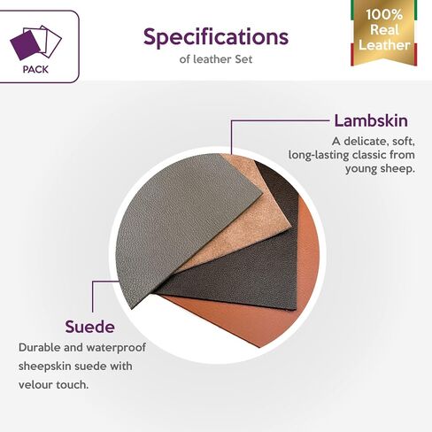 Brown Leather Hide Leather Sheets: 4 Brown Scrap Leather Pieces Leather Sheets for Craft 5x5In/ 12x12cm in Kuwait