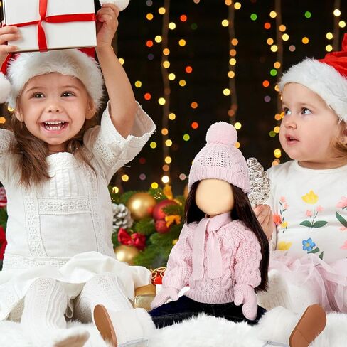 Bencailor عيد الميلاد 18 بوصة ملابس الدمية والاكسسوارات مجموعة ملابس الدمية الشتوية البلوزات السراويل القبعات الأحذية لهدايا الفتيات دمية 18 بوصة (الوردي) in Kuwait