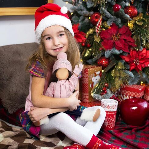 Bencailor عيد الميلاد 18 بوصة ملابس الدمية والاكسسوارات مجموعة ملابس الدمية الشتوية البلوزات السراويل القبعات الأحذية لهدايا الفتيات دمية 18 بوصة (الوردي) in Kuwait
