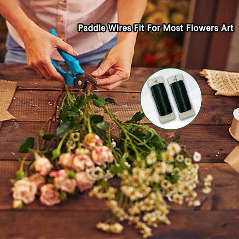 Green Floral Wire 22 Gauge,Christmas Wreaths Tree,Flexible Craft Paddle Wire Florist Green Wire for Crafts，Wreaths Making and Floral Flower Arrangements (Green, 3 Pcs(114 Yards)) in Saudi Arabia