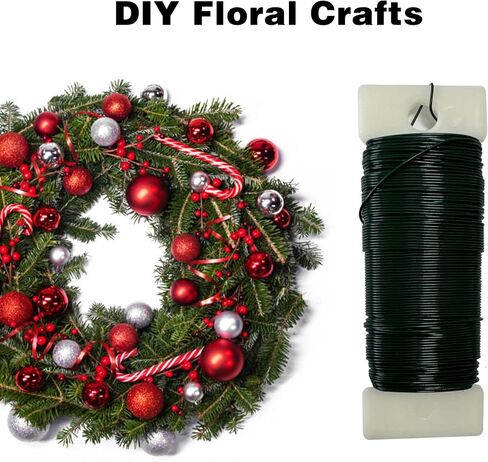 Green Floral Wire 22 Gauge,Christmas Wreaths Tree,Flexible Craft Paddle Wire Florist Green Wire for Crafts，Wreaths Making and Floral Flower Arrangements (Green, 3 Pcs(114 Yards)) in Saudi Arabia
