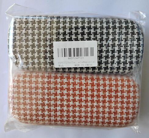 Eyeglass Case 2PCS,Glasses Case Hard Shell,Hard Eyeglass case for Women with Houndstooth Fabric,Reading Glasses Case,Hard Sunglasses Case Women Ladies Girls Travel Study Work in Saudi Arabia