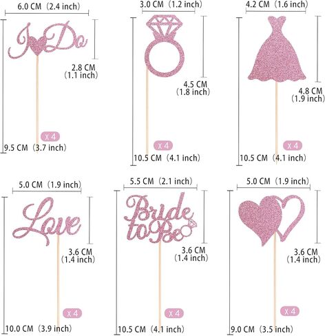 Gexolenu 24 Pcs Bride To Be Cupcake Toppers Gold Glitter Double-Sided I Do Love Heart Diamond Ring Cupcake Picks Decorations For Bridal Shower Wedding Engagement Party Supplies in Kuwait