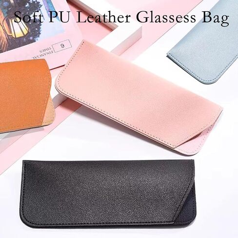 4PCS Soft Glasses Cases, 6.88 x 2.95inch PU Leather Eyeglasses Pouch,Protable Slim Reading Glasses Case for Men Women in Saudi Arabia