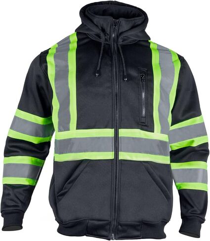 VENDACE High Visibility ANSI Class 1 Reflective Safety Fleece Sweatshirt Hoodie for Men with Detachable Hood(Royal blue,S) in Kuwait
