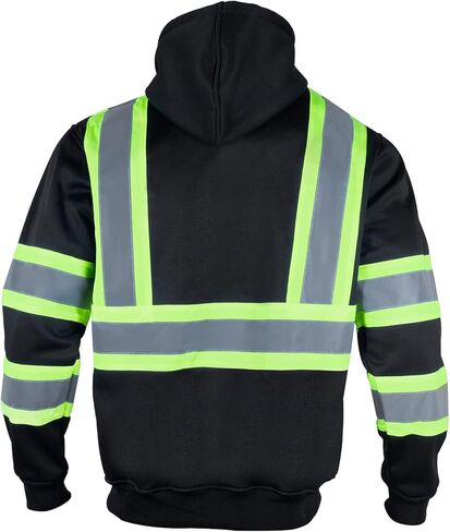 VENDACE High Visibility ANSI Class 1 Reflective Safety Fleece Sweatshirt Hoodie for Men with Detachable Hood(Royal blue,S) in Kuwait