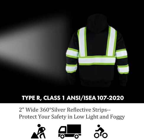 VENDACE High Visibility ANSI Class 1 Reflective Safety Fleece Sweatshirt Hoodie for Men with Detachable Hood(Royal blue,S) in Kuwait