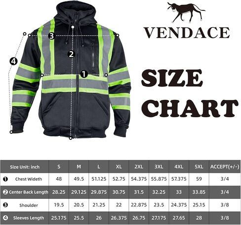 VENDACE High Visibility ANSI Class 1 Reflective Safety Fleece Sweatshirt Hoodie for Men with Detachable Hood(Royal blue,S) in Kuwait