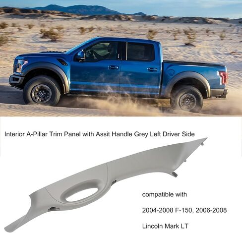 Right Passenger Side A Pillar Grab Handle Assist Panel 4L3Z-1503598-AAB Compatible with 2004-2008 Ford F-150/2006-2008 Lincoln Mark LT (Gray) in Kuwait