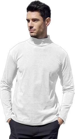 Men's Casual Stretch Turtleneck Basic Tops Lightweight Undershirt Long Sleeve Shirt in Saudi Arabia