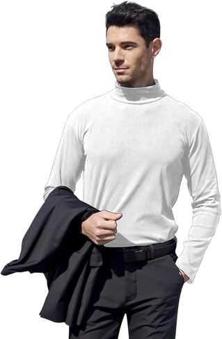 Men's Casual Stretch Turtleneck Basic Tops Lightweight Undershirt Long Sleeve Shirt in Saudi Arabia