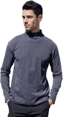 Men's Casual Stretch Turtleneck Basic Tops Lightweight Undershirt Long Sleeve Shirt in Saudi Arabia