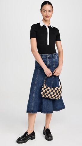 Self Portrait Women's Flared Denim Midi Skirt in Saudi Arabia