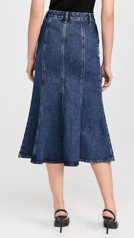 Self Portrait Women's Flared Denim Midi Skirt in Kuwait