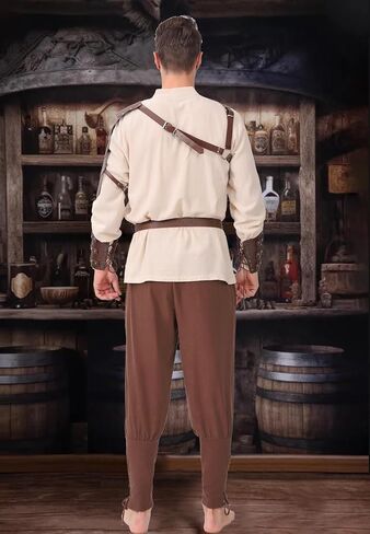 8 Pcs Men's Renaissance Pirate Costumes Halloween Medieval Shirt Pants Viking Costume Accessories Set Cosplay in Saudi Arabia