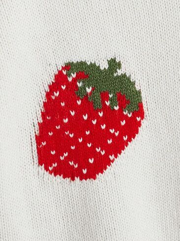 WDIRARA Girl's Strawberry Printed Button Front Long Sleeve Casual Cardigan Sweaters in Saudi Arabia