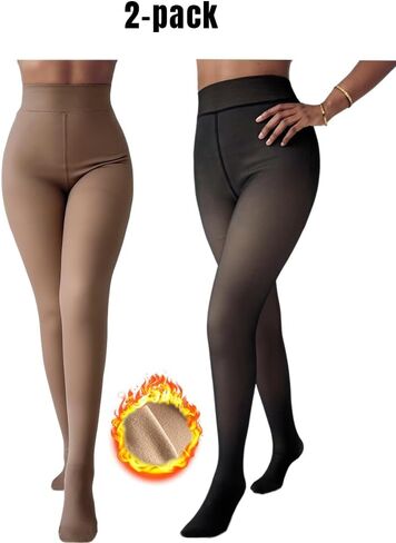 CHICME أفضل عروض التسوق Chic Me 2-Pack ارتفاع الخصر الصوف مبطن الجوارب وهمية شفافة جوارب طويلة الحرارية طماق in Kuwait