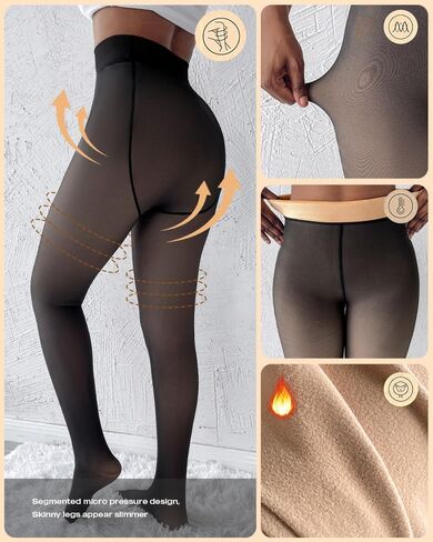 CHICME أفضل عروض التسوق Chic Me 2-Pack ارتفاع الخصر الصوف مبطن الجوارب وهمية شفافة جوارب طويلة الحرارية طماق in Kuwait