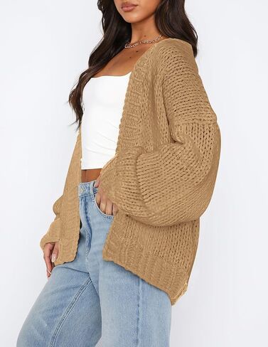PRETTYGARDEN Women's Fall Open Front Cardigan Sweaters Long Sleeve Loose Fit Chunky Knit Outerwear Trendy Casual Outfits in Kuwait