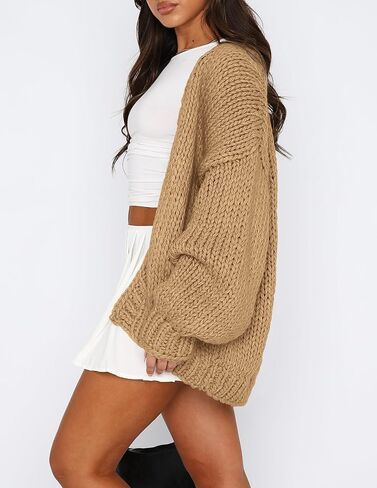 PRETTYGARDEN Women's Fall Open Front Cardigan Sweaters Long Sleeve Loose Fit Chunky Knit Outerwear Trendy Casual Outfits in Kuwait