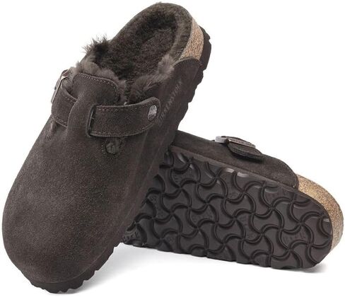Birkenstock Boston VL/Shearling - Cozy Suede Clog with Shearling Footbed and Reptile Embossed Strap - Multiple Sizes & Colors in Saudi Arabia