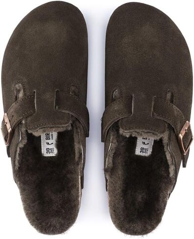 Birkenstock Boston VL/Shearling - Cozy Suede Clog with Shearling Footbed and Reptile Embossed Strap - Multiple Sizes & Colors in Saudi Arabia