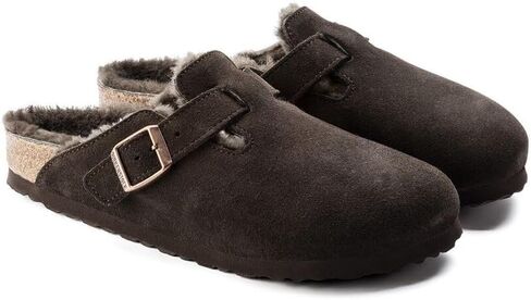 Birkenstock Boston VL/Shearling - Cozy Suede Clog with Shearling Footbed and Reptile Embossed Strap - Multiple Sizes & Colors in Saudi Arabia