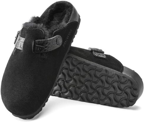 Birkenstock Boston VL/Shearling - Cozy Suede Clog with Shearling Footbed and Reptile Embossed Strap - Multiple Sizes & Colors in Saudi Arabia