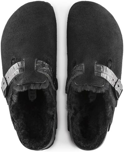 Birkenstock Boston VL/Shearling - Cozy Suede Clog with Shearling Footbed and Reptile Embossed Strap - Multiple Sizes & Colors in Saudi Arabia
