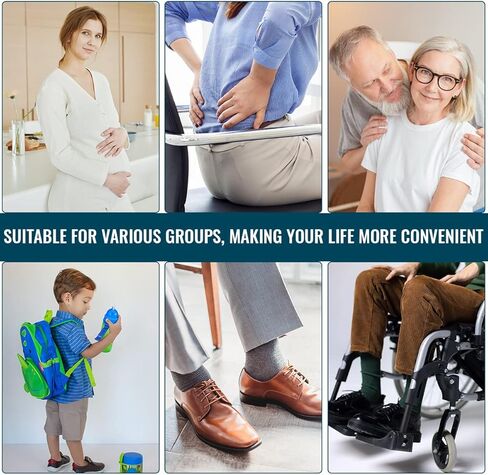 قطعتان من لبيسة الأحذية المصنوعة من الفولاذ المقاوم للصدأ، رافعة أحذية بمقبض طويل، لبيسة حذاء طويلة 16.5 بوصة وبوق حذاء محمول بمقبض 6 بوصة للحمل والرجال والنساء وكبار السن والأطفال in Kuwait