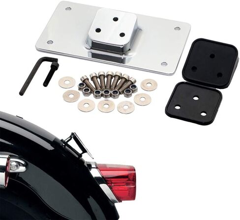 Black 3 Holes Laydown License Plate Mounting Bracket Kit Holder for Harley Big Twins Softail Dyna Sportster XL 1973 & Up in Kuwait