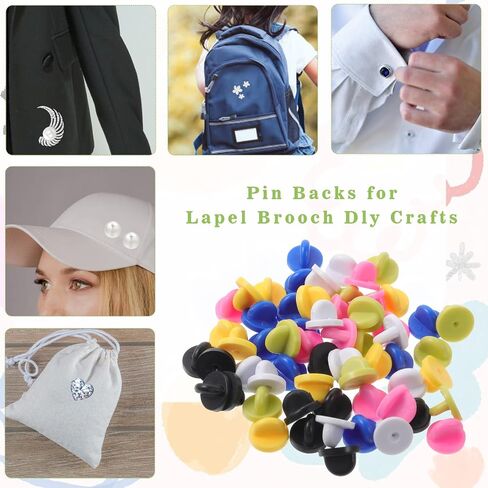 60 PCS Rubber Pin Backs, Lapel Pin Backs PVC Rubber Pin Backs Pin Safety Backs for Brooch Tie Hat Badge Insignia Lapel Pin Backings Pin Cap Keepers with Storage Case for Uniform Badges, Multicolor in Saudi Arabia