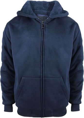 Boys' Fashion Zip Up Hoodie Plain Comfort Fleece Jacket Youth Heavyweight Sherpa Lined Sweatshirts in Saudi Arabia