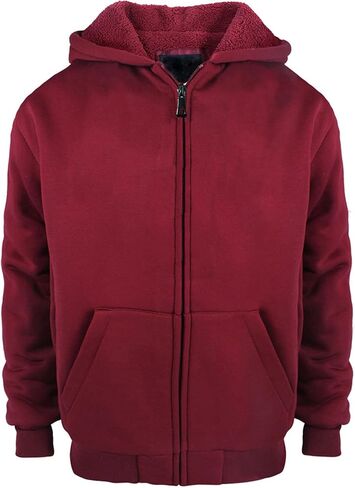 Boys' Fashion Zip Up Hoodie Plain Comfort Fleece Jacket Youth Heavyweight Sherpa Lined Sweatshirts in Saudi Arabia
