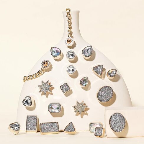 Bling Shoe Charms for Women, 22Pcs Sparkling Gems Rhinestones Shoe Decoration Charms, Girly Shoe Chains for Clog Sandals, DIY Shoe Accessories for Party Favor in Saudi Arabia