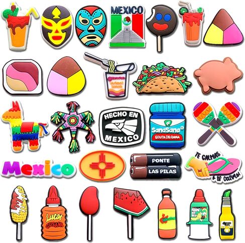 28 30Pcs Mexican Shoe Charms Decoration for Adult, Fiesta Day of the Dead Croc Pins for Shoes Clog Sandals in Saudi Arabia
