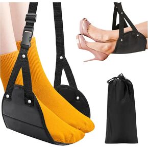 Airplane Foot Hammock, 17-34" Adjustable Airplane Foot Rest, Comfortable Foot Hammock for Plane Travel, Long Flight Travel Accessories Gift for Friend Elder, Relief Feet Fatigue, Swollen or Stiff
