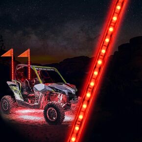 LED Whip Lights 4FT Spiral Lighted Whips for Off-Road Vehicle ATV UTV Polaris RZR Truck 4X4 SXS Buggy Dune (Single Color Red)